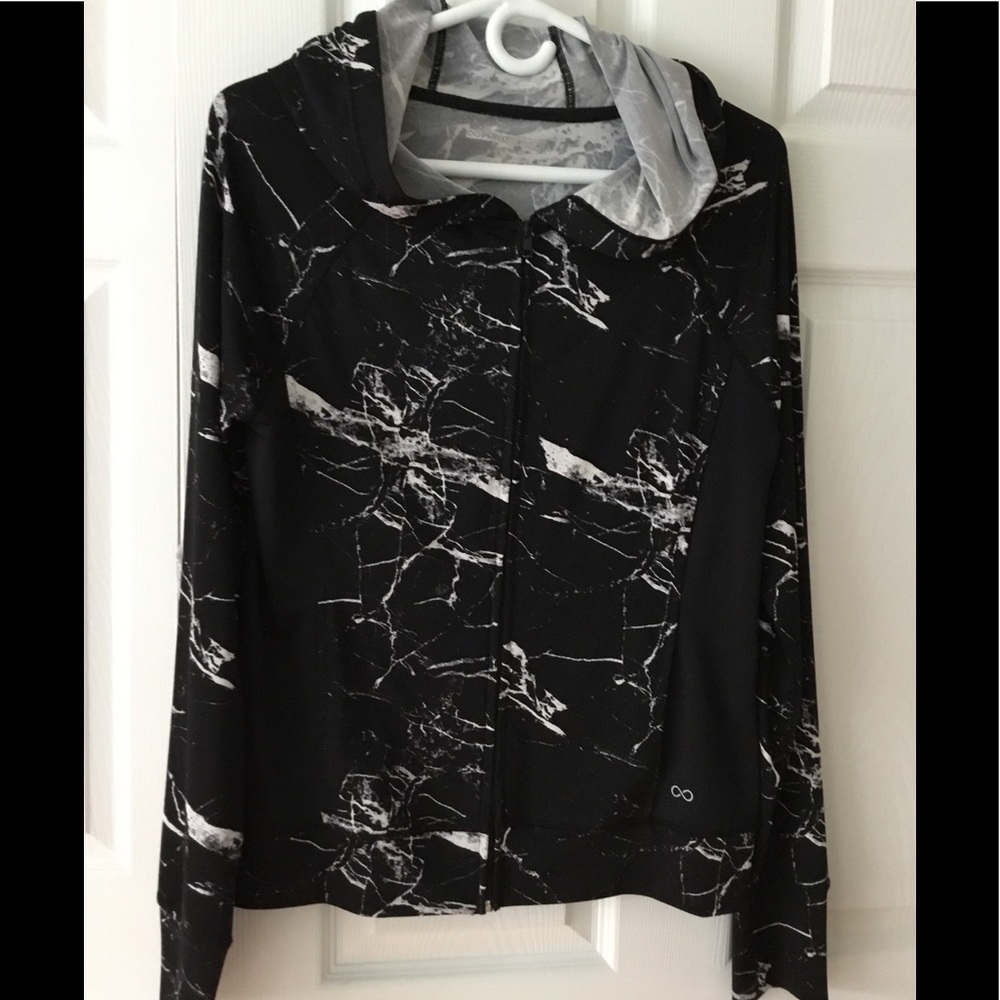 Performance black and white hoodie